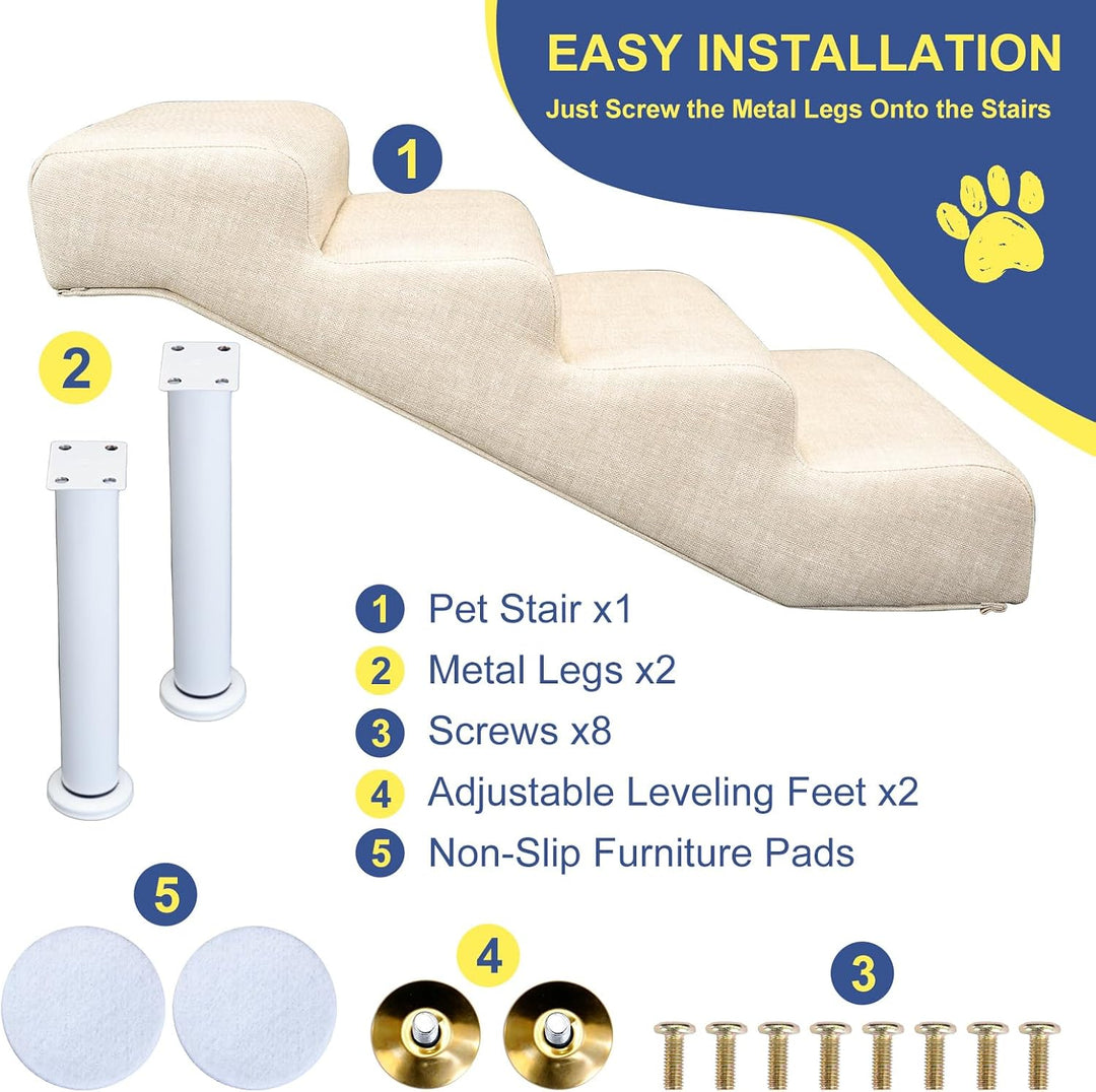 5-stufige Hundetreppe für Hochbett und Couch, 52-72 cm hoch für Hunde, breitere Haustiertreppe für k