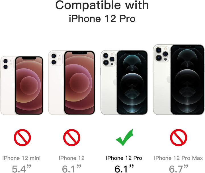 JETech 5 in 1 Hülle für iPhone 12 Pro 6,1 Zoll, mit 2 Stück Schutzfolie und 2 Stück Kameraschutz, Fu