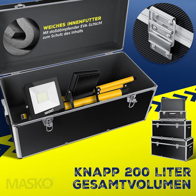 Masko® 3er SET Alu Boxen | Alubox | Alukiste | Werkzeugkoffer | Werkzeugkasten | Transportbox | Werk