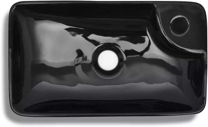 Festnight Keramik Waschbecken Handwaschbecken Waschschale mit Hahnloch 440 x 250 x 100 mm Schwarz