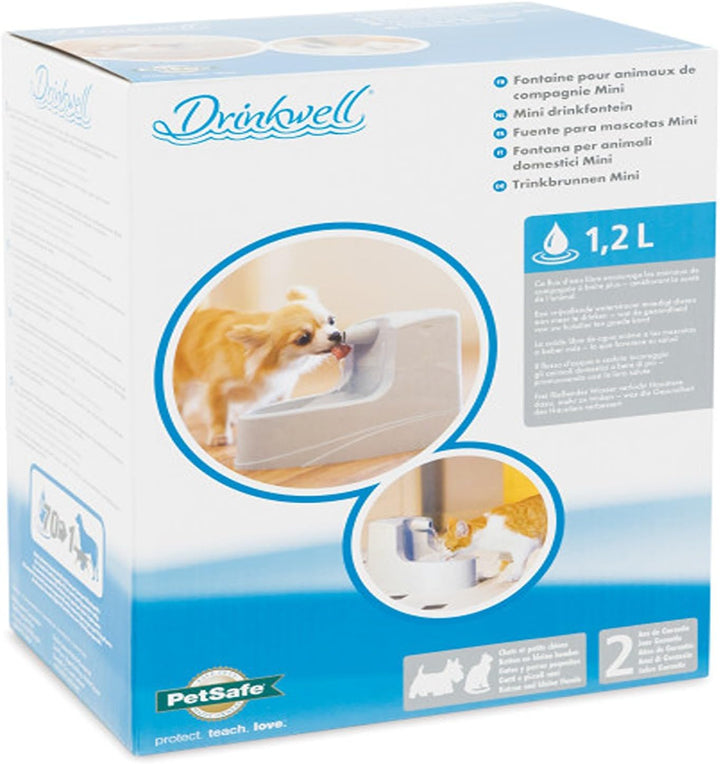 PetSafe Drinkwell Trinkbrunnen Mini, Zweifaches Filtersystem, Für kleine Hunde und Katzen geeignet,