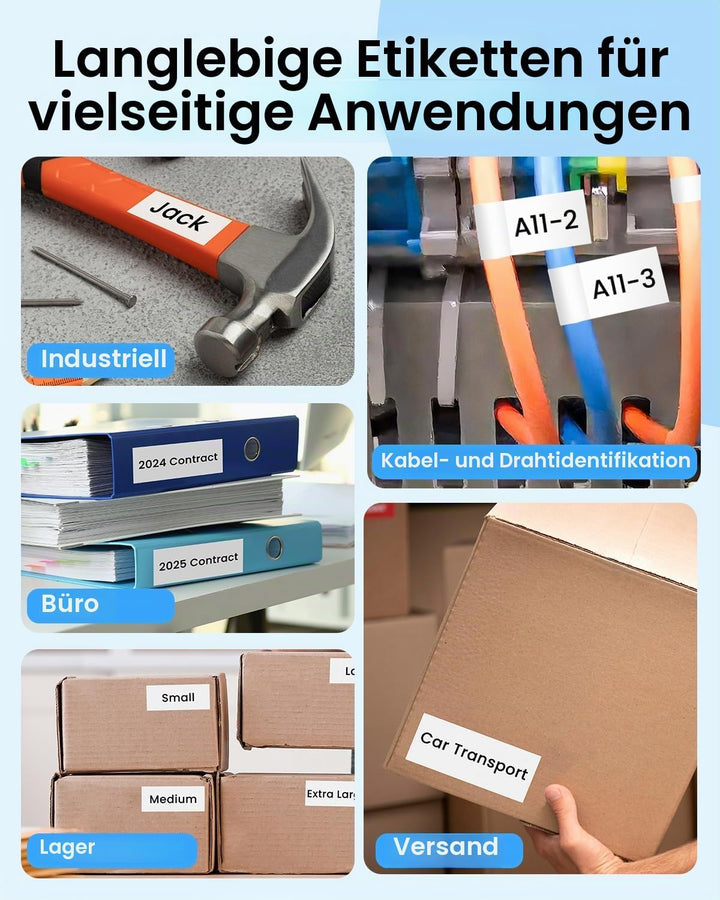Oozmas A45803 Etikettenband Kompatibel mit Dymo D1 19mm x 7m Schwarz auf Weiss, 45803 Schriftband Ko