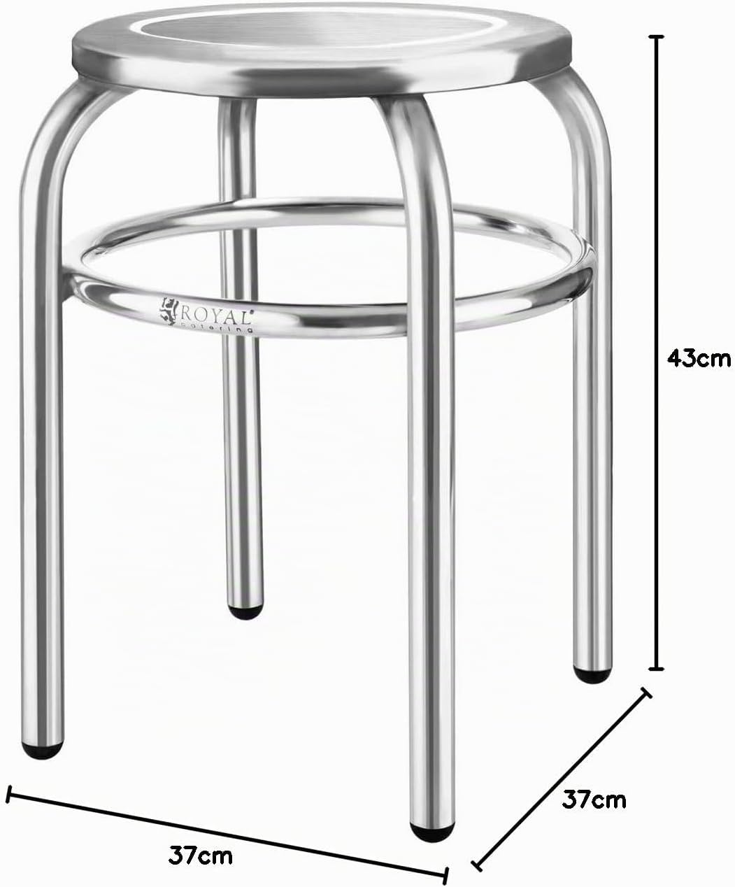 Royal Catering - Hocker Edelstahlhocker (29 cm Sitzfläche, 1,6 kg, 43 x 37 cm, hygienisch und modern