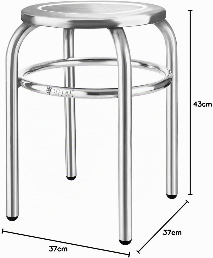Royal Catering - Hocker Edelstahlhocker (29 cm Sitzfläche, 1,6 kg, 43 x 37 cm, hygienisch und modern