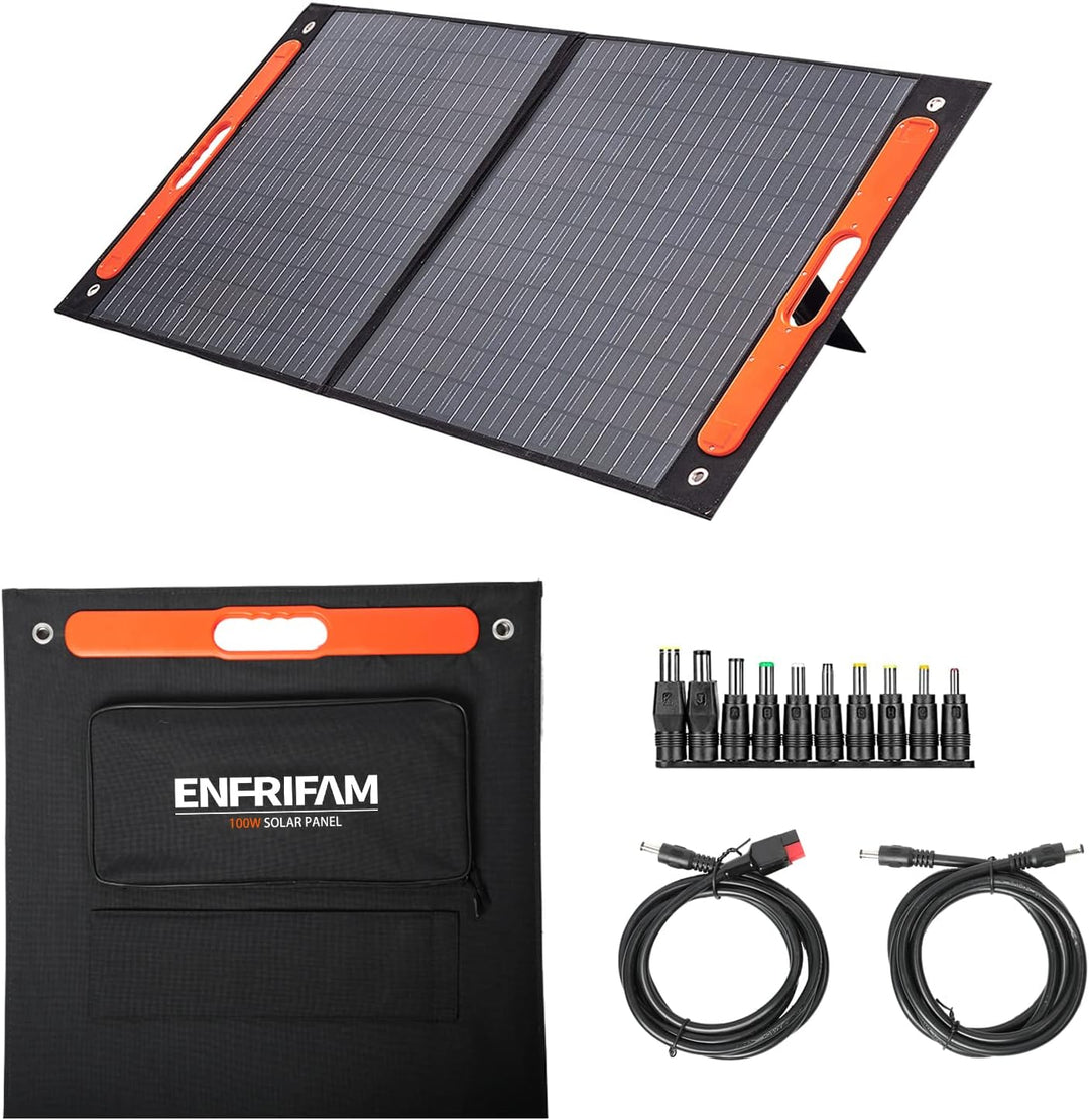 ENFRIFAM 100W Solarpanel faltbares 18V Monokristallines Solarladegerät mit USB DC Ausgängen,Tragbare