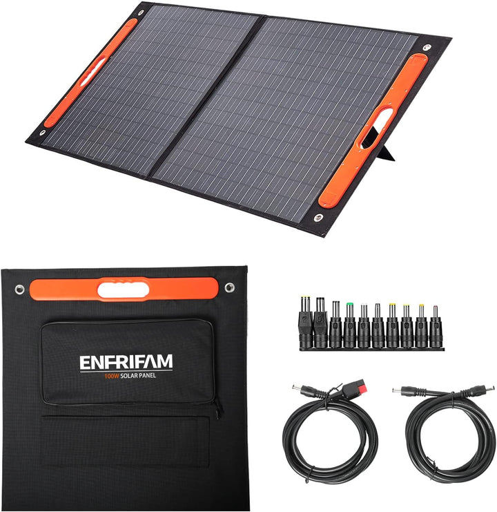 ENFRIFAM 100W Solarpanel faltbares 18V Monokristallines Solarladegerät mit USB DC Ausgängen,Tragbare