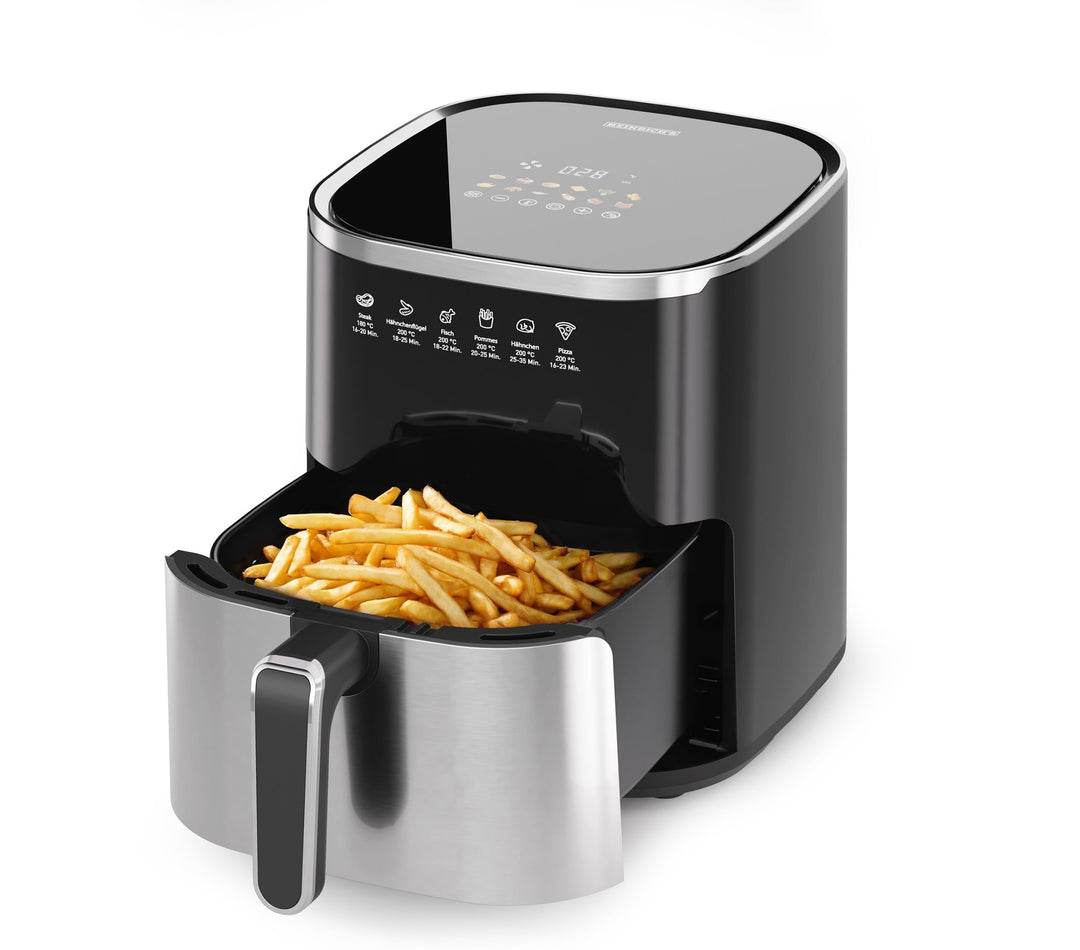 HEINRICHS Heissluftfritteuse, 5 Liter XL Air Fryer, 12in1 Heissluftfritteuse, LED-Display mit Sensor