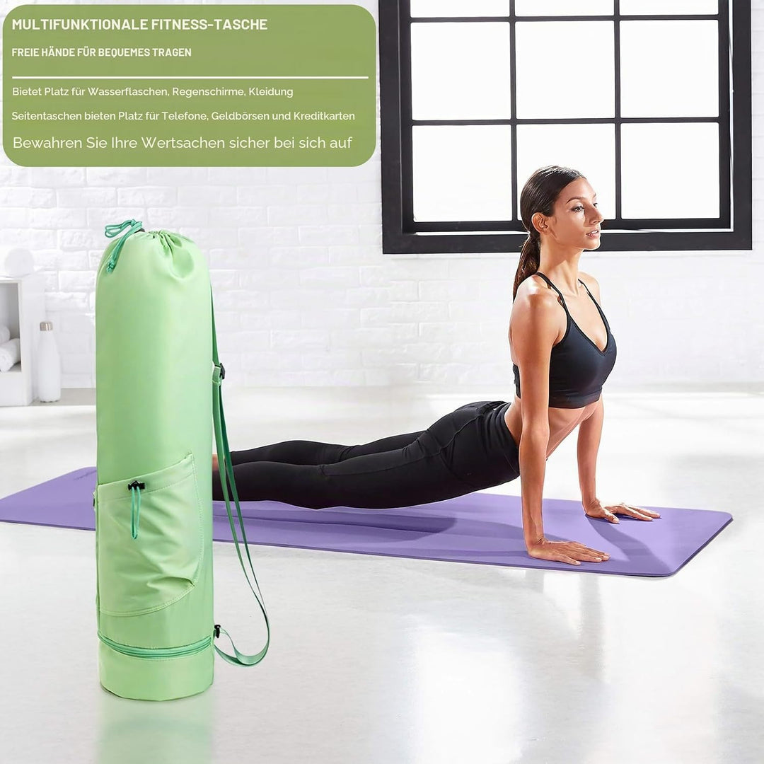 Yogatasche mit Nassfach und Flaschentasche, Sporttasche Damen Verstellbarer Schultergurt Yogamatte T