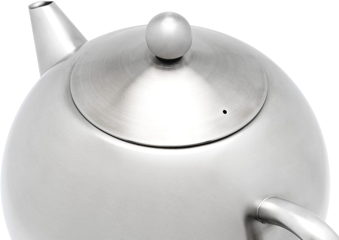 grosse runde doppelwandige XL Edelstahl Teekanne 2.0 Liter Matt 2,0 L, Matt 2,0 L
