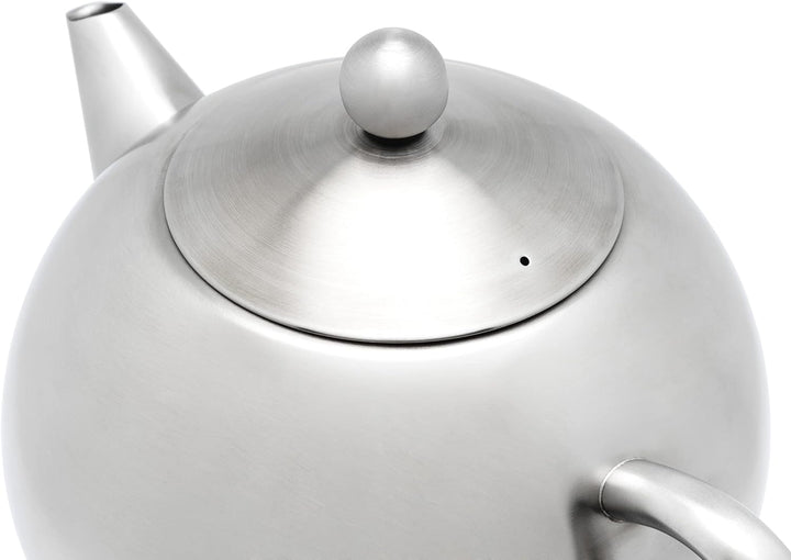 grosse runde doppelwandige XL Edelstahl Teekanne 2.0 Liter Matt 2,0 L, Matt 2,0 L