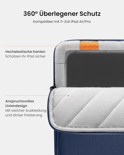 tomtoc 360° Tablet Tasche für 11 Zoll iPad Pro M4 OLED 2024, 11 Zoll iPad Air M2 2024, 11 Zoll iPad