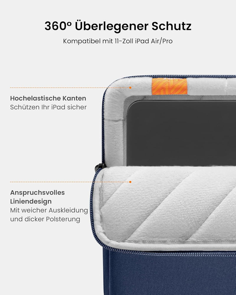 tomtoc 360° Tablet Tasche für 11 Zoll iPad Pro M4 OLED 2024, 11 Zoll iPad Air M2 2024, 11 Zoll iPad