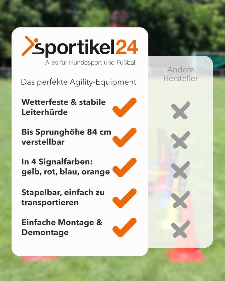 Kombi Leiterhürde 50 mit Stange 100 cm – Parcours-Hindernis für Agility-Training – Sprung- & Slalom-