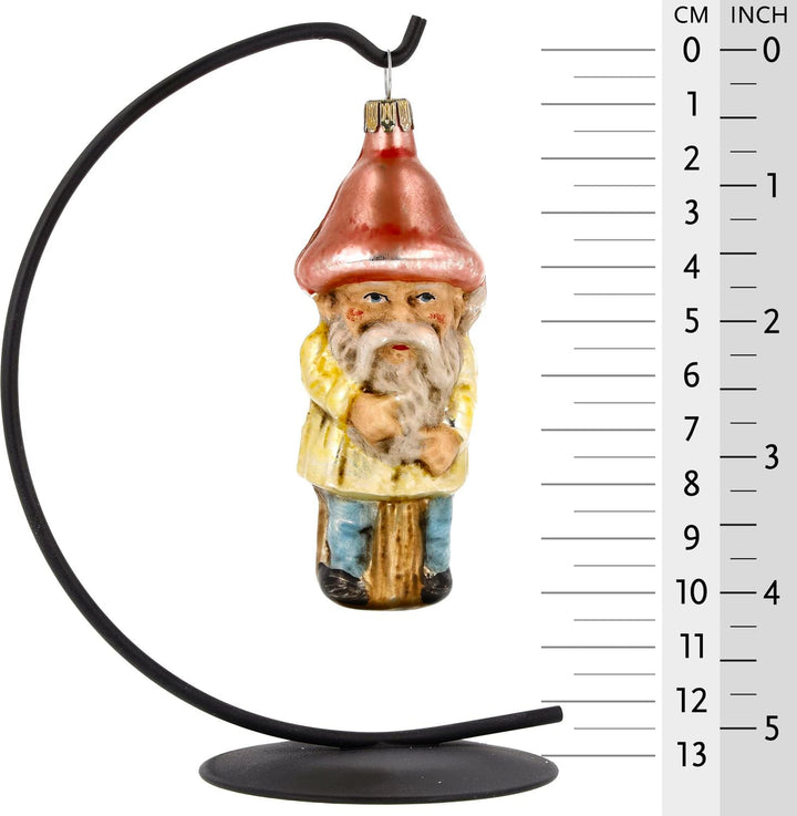 Glas Figur Rumpelstilzchen mit roter Mütze, patiniert