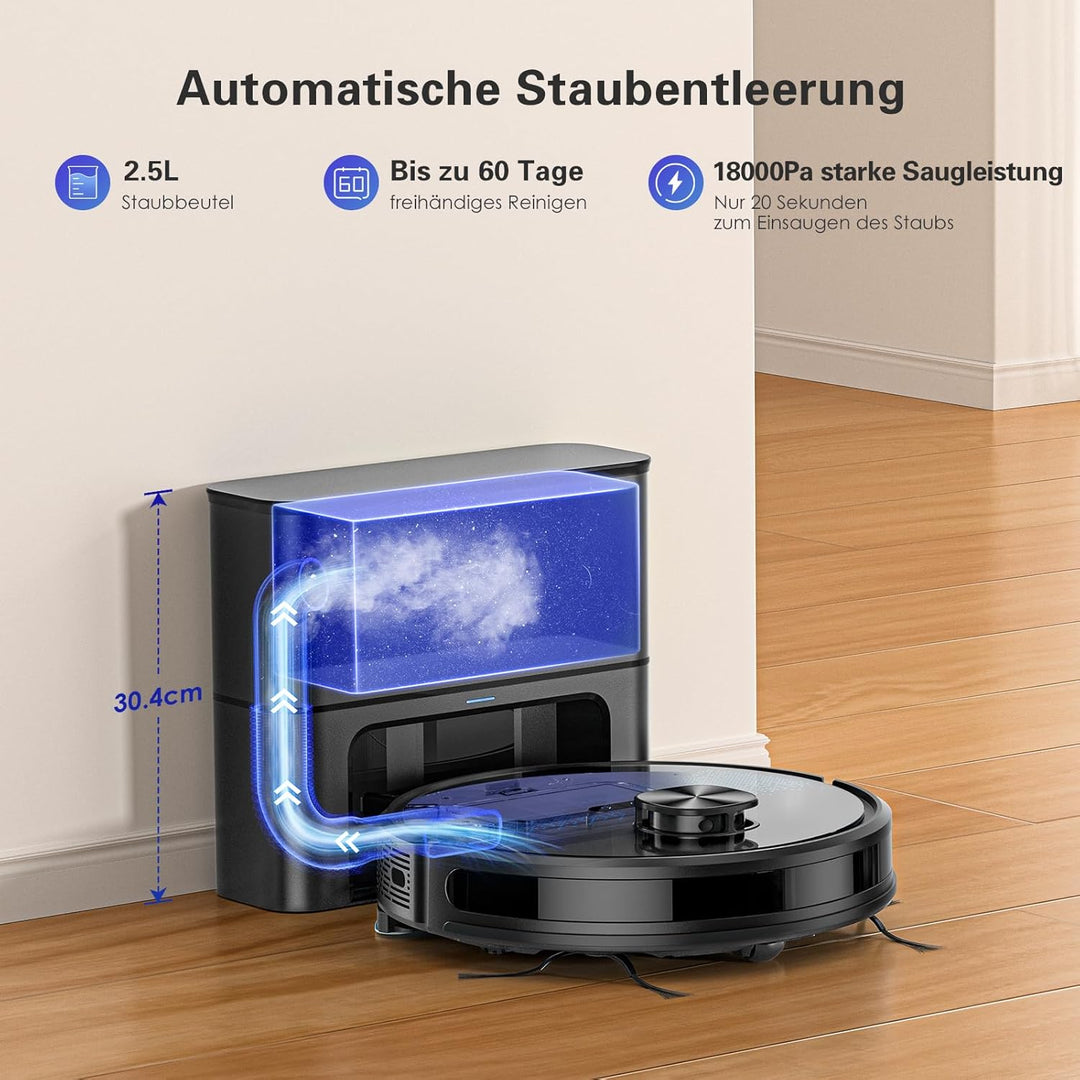 Lubluelu Saugroboter mit Absaugstation 3-in-1, 4500Pa Staubsauger Roboter mit Wischfunktion, Roboter