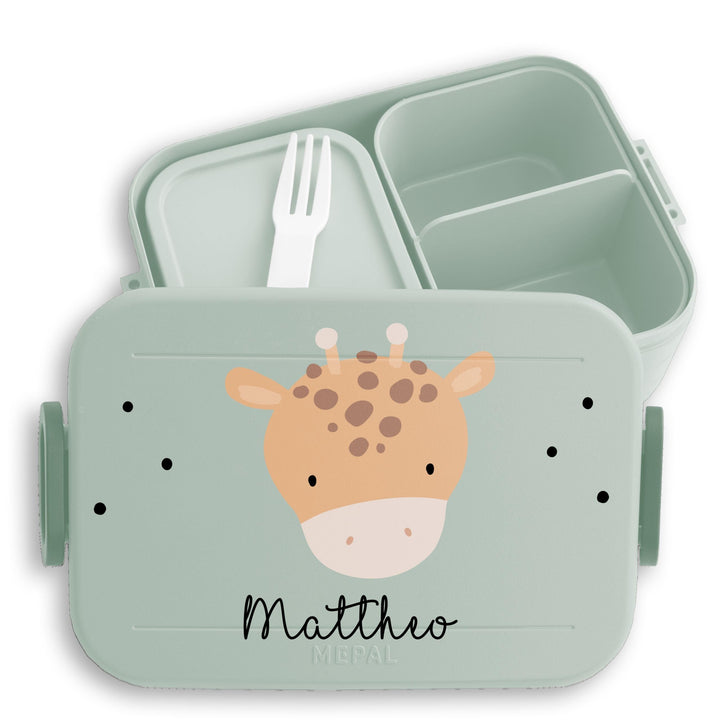 Kinder Bento Box Midi Lunchbox für Mepal Bentobox - Boho Giraffe Giraffen - 900 ml - Sage Grün - jau