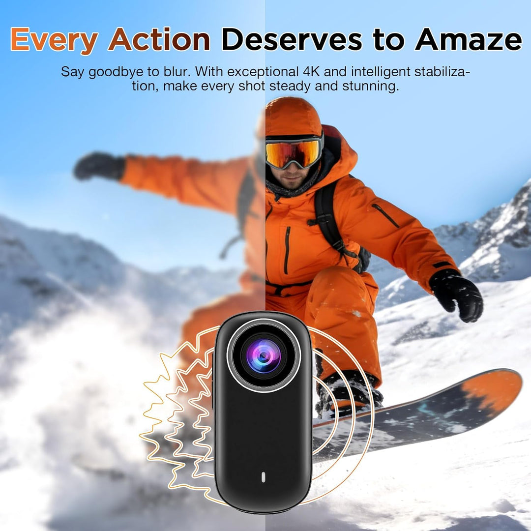 4K Action Kamera Mini Bodycam mit 180° Drehbarem Bildschirm, Magnetische Freihändig POV Kamera mit 6