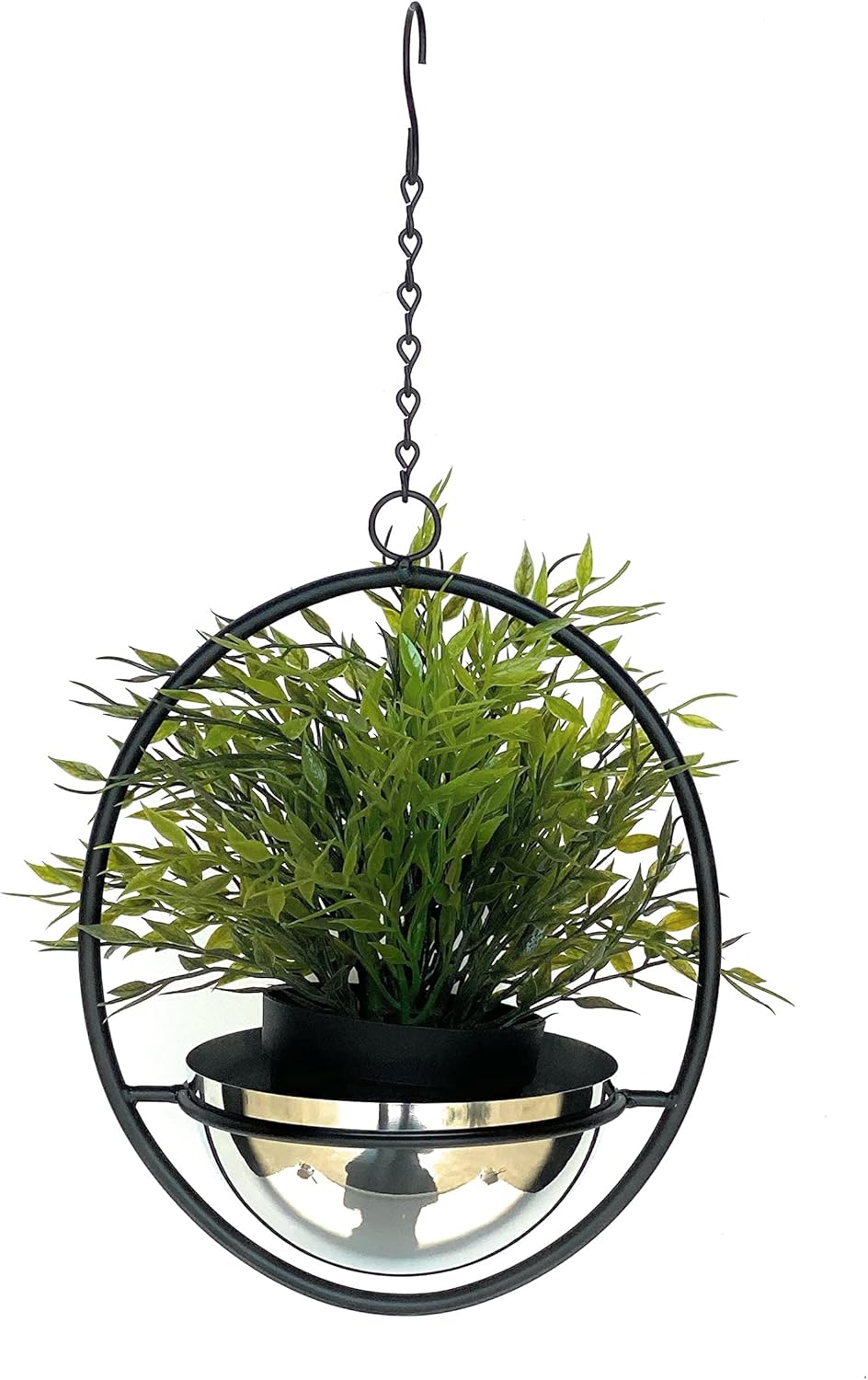 DanDiBo Blumenampel Innen Metall Wand Hängepflanzen 43 cm 96087 S mit Topf Silber Pflanzenhänger Blu