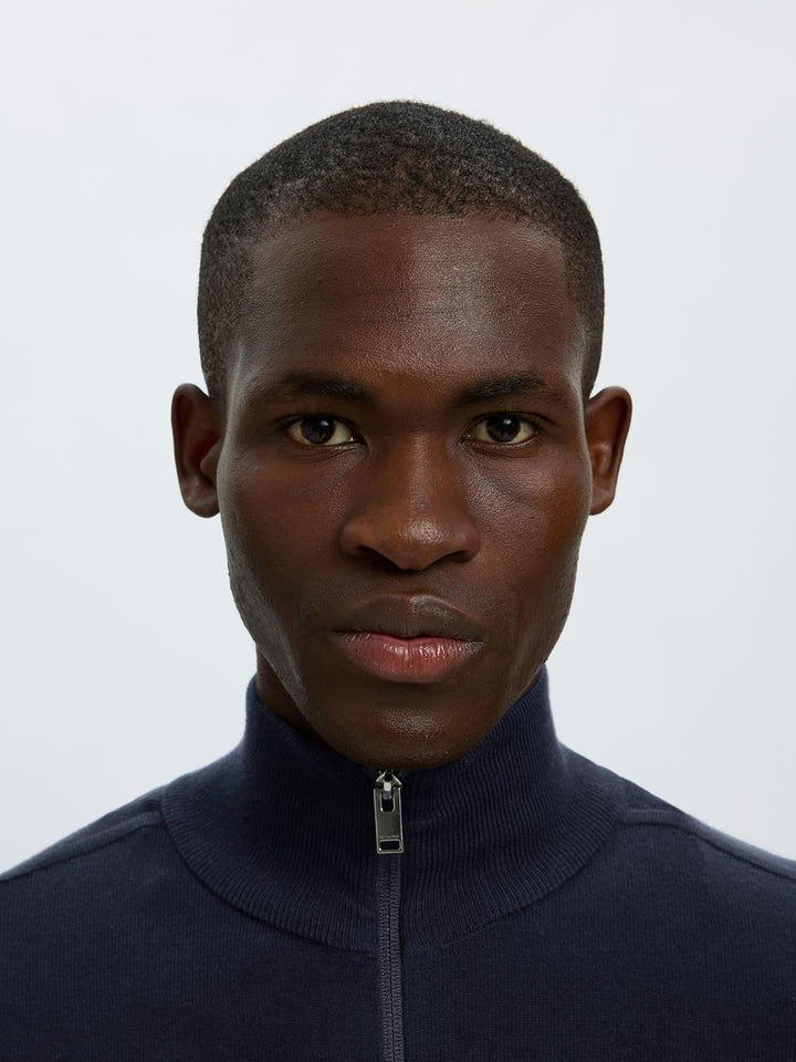 Herren Selected Basic Strickjacke | Einfarbiger Baumwolle Cardigan | SLHBERG Zip Longsleeve Sweatshi