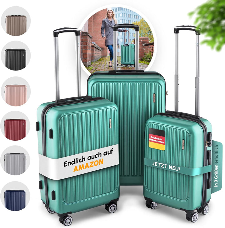ABS Hartschalenkoffer - Ergonomisch & Sicher - Trolley Koffer Set 3-teilig mit 360° Rädern, Zahlen-S
