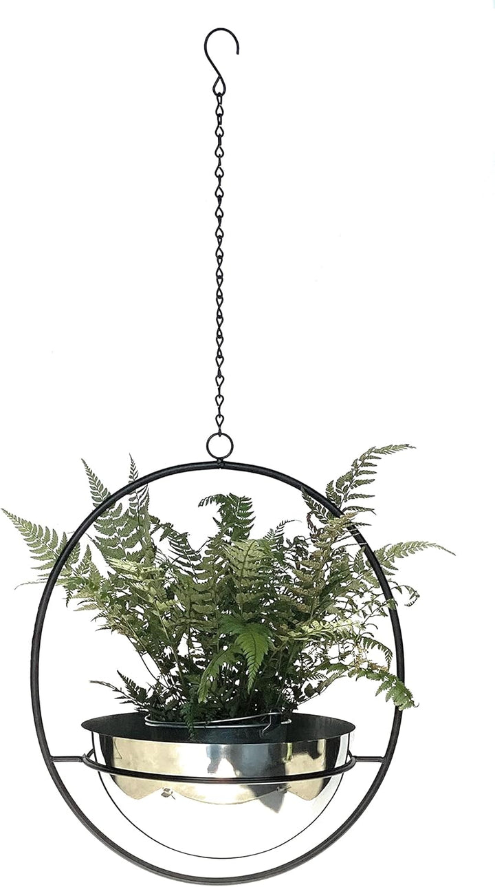 DanDiBo Blumenampel Innen Metall Wand Hängepflanzen 78 cm 96087 L mit Topf Silber Pflanzenhänger Blu