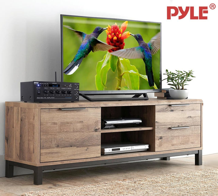 Pyle PA- Verstärker, Bluetooth Amplififer- 70 V/25 V mit 2 Mic- Eingängen, AUX, USB, SD, MP3, LED- D