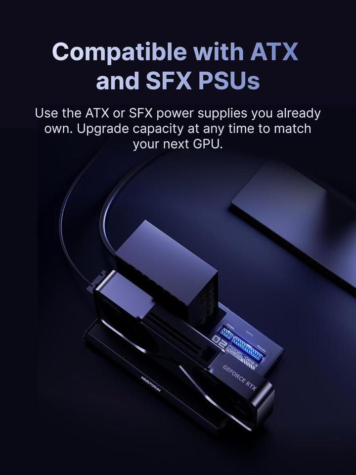 MINISFORUM DEG2 Thunderbolt 5 (80 Gbit/s, 140 W) und OCuLink eGPU-Erweiterungsdock, PCIe x16, mit M.