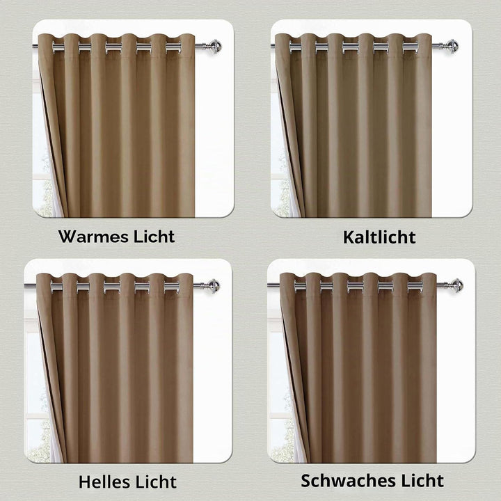 XWZO 100% Blickdicht Vorhänge, Doppellagige Dicker Verdunklungsvorhänge mit Ösen, Schallschutz Therm