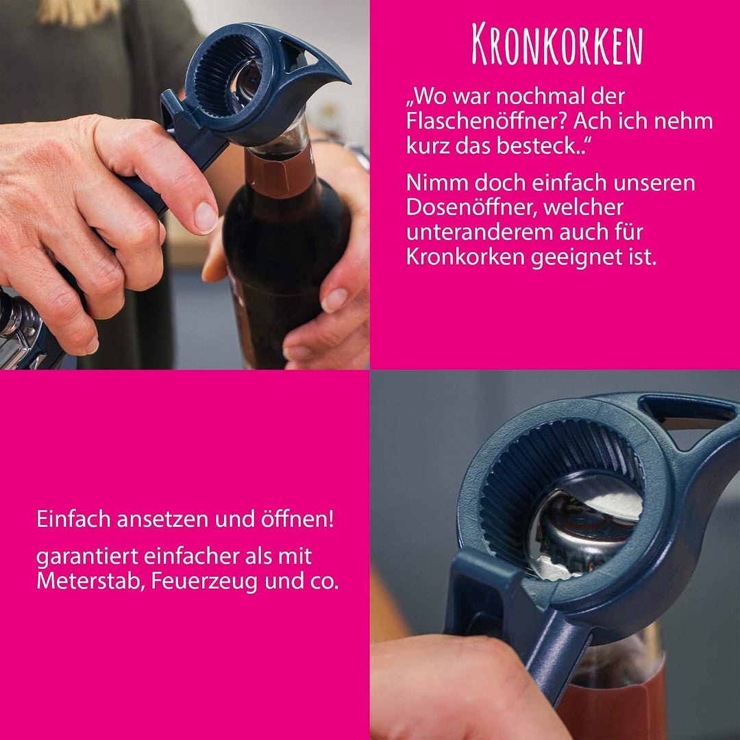 Kochblume Dosenöffner Set L | Dosenöffner, Faltsieb S | in der bunten Box (anthrazit), Anthrazit