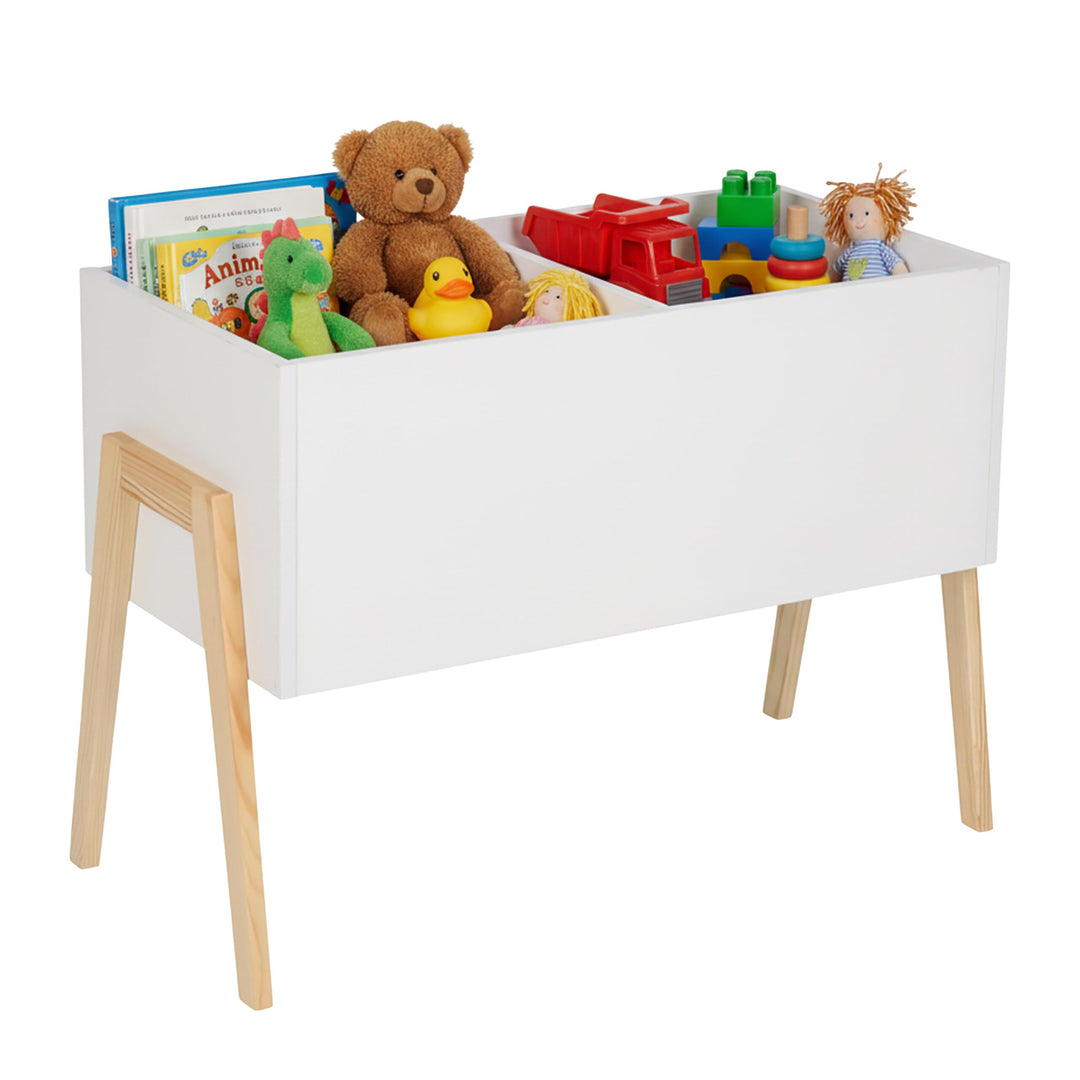 Relaxdays Kindertruhe, skandinavisch, HxBxT: 45x60x30 cm, MDF, für Bücher & Spielzeug, offene Spielz