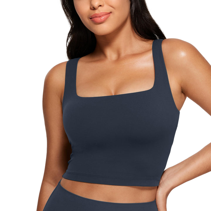 CRZ YOGA Damen Butterluxe Sport BH Gepolstert Ohne Bügel Crop Tops Atmungsaktive Yoga Tank Top Fitne