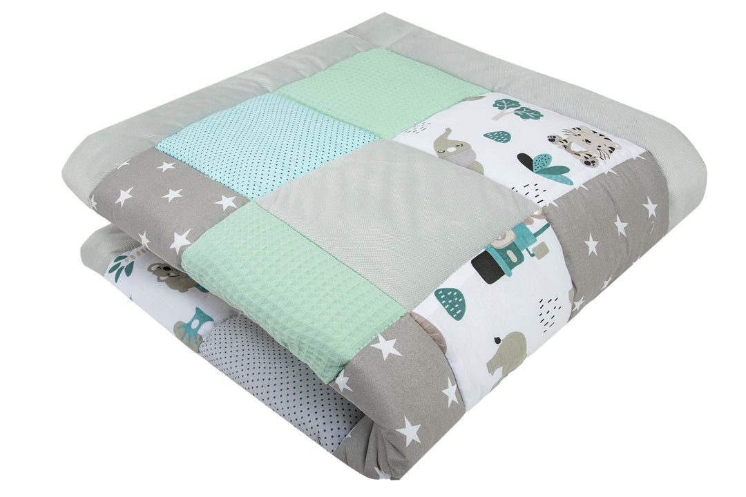 Medi Partners Krabbeldecke 100% Baumwolle 120x120cm multifunktional Dick Weich Spielmatte Baby Laufg