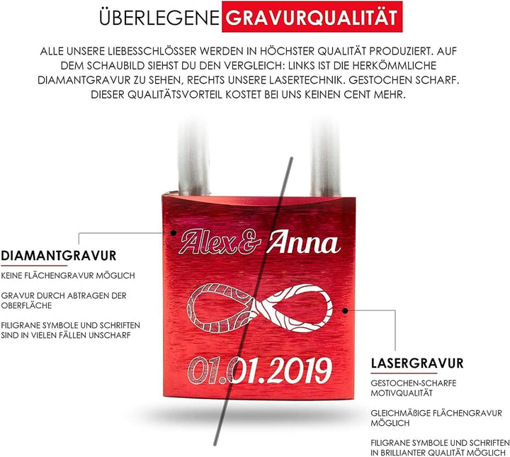 Liebesschloss mit Gravur und Schlüssel Geschenkfreude - kleines Geschenk Weihnachten Schloss mit Gra