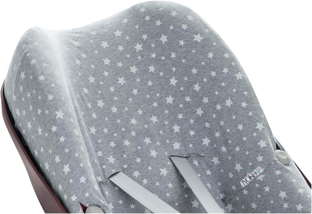 JYOKO KIDS Baumwollbezug für Autositz kompatibel mit Pebble Maxi Cosi, Bebe Confort (White Star), Wh