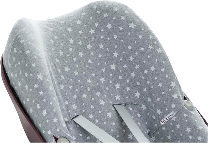 JYOKO KIDS Baumwollbezug für Autositz kompatibel mit Pebble Maxi Cosi, Bebe Confort (White Star), Wh