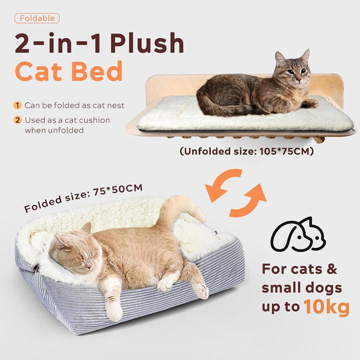 Weiches Katzenbett Waschbar 75x50 cm Plüsch Haustierbett für Kleine Hunde und Katzen - 2 in 1 Katzen