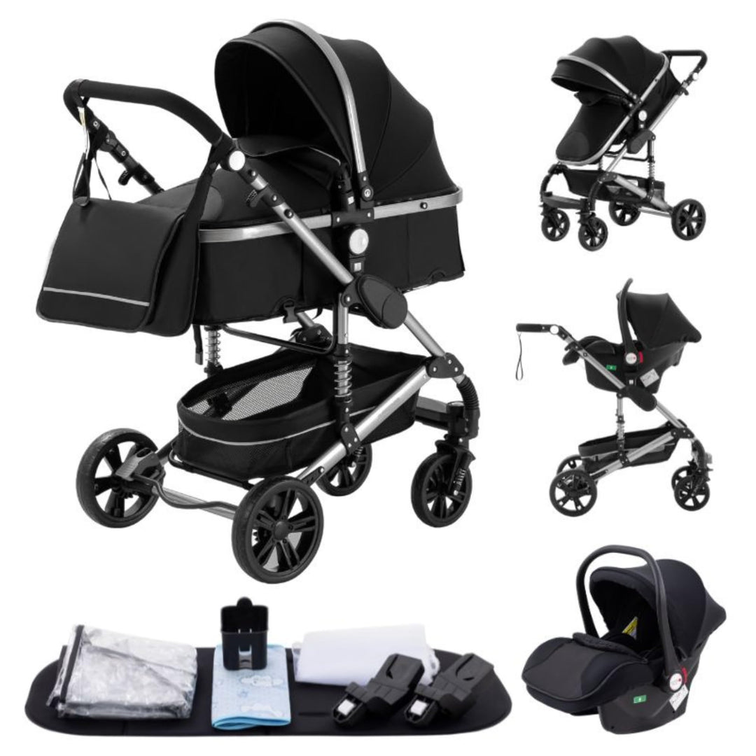 YAZOCO kinderwagen 3 in 1 Buggy Babybett Komplett Set Einem Klick Zusammenklappbarer Kinderwagen, Ko