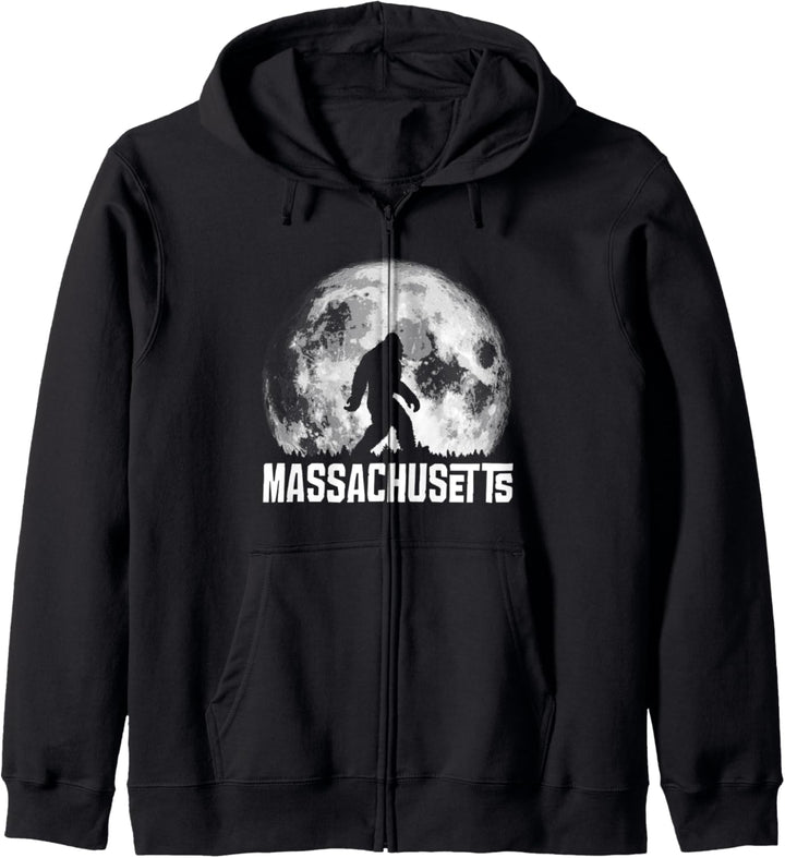 Massachusetts Bigfoot Vintage Full Moon Retro Squatch Kapuzenjacke