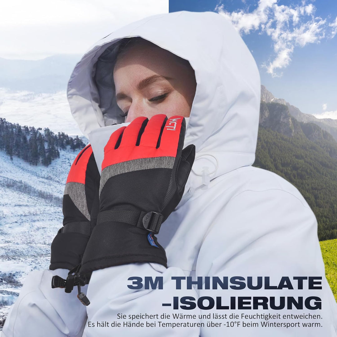 Kineed Skihandschuhe Damen Touchscreen Winterhandschuhe Wasserdicht Snowboardhandschuhe Winter Warm