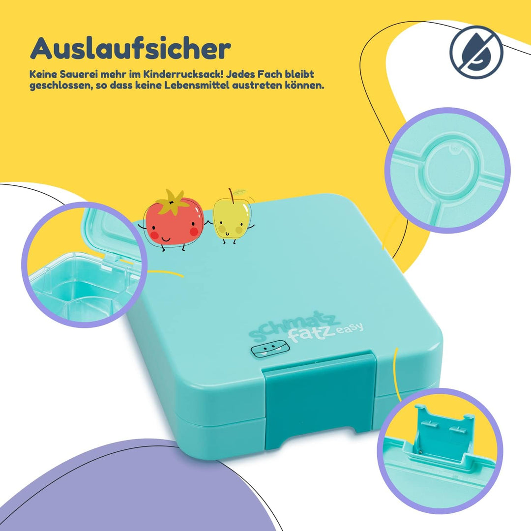 schmatzfatz easy Kinder Snackbox, Brotdose, Brotdose Kinder mit Fächern, Bento Box, Brotdose Kinder,