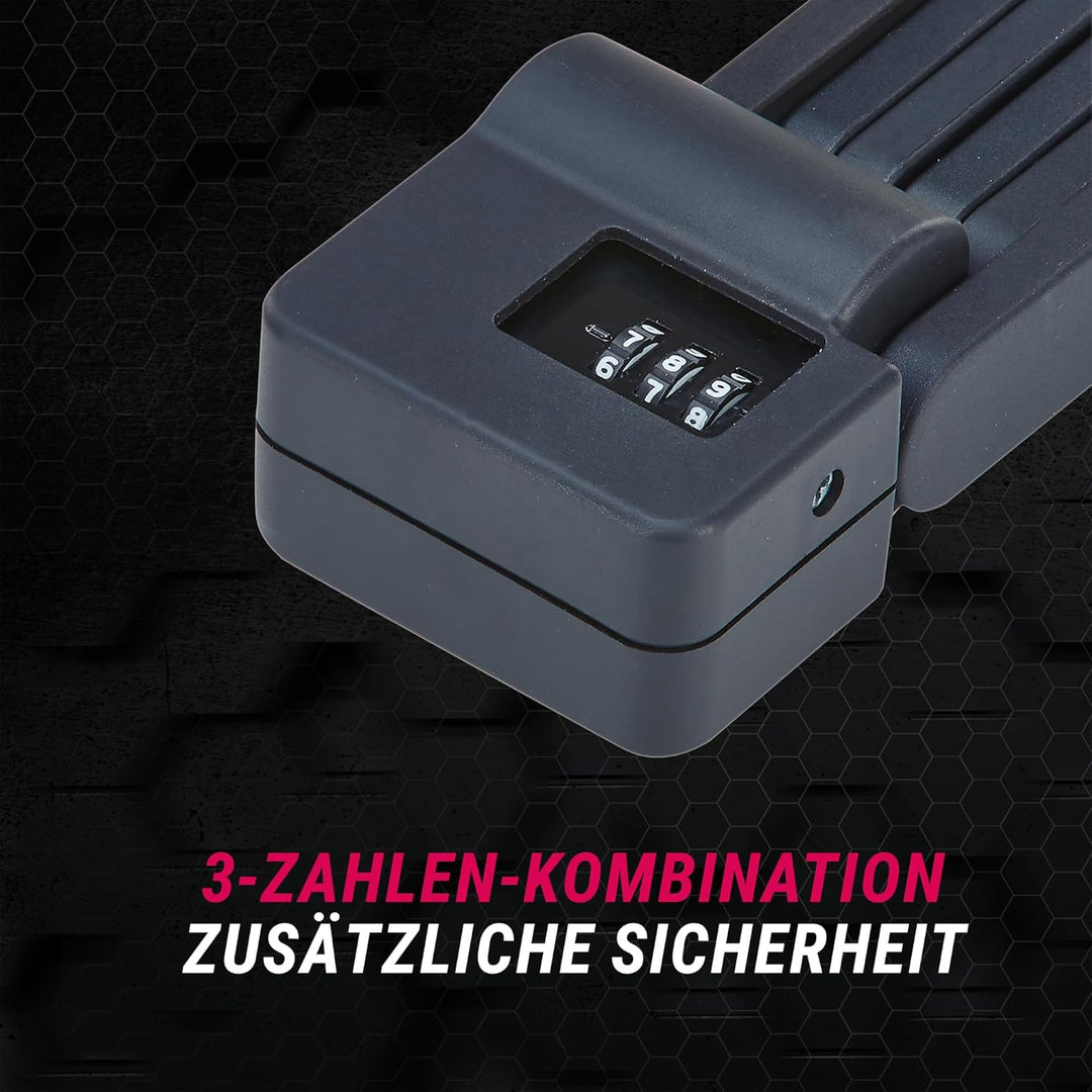 Prophete Faltschloss mit Fingerabdruck, inkl. Schlosshalter - Fahrradschloss mit hohen Manipulations