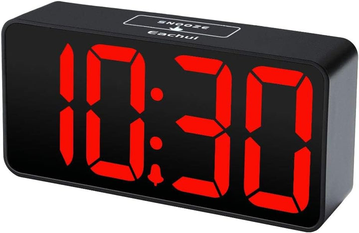 Eachui LED Wecker Digital mit USB-Ladeanschluss, Grosse Ziffern Display, Helligkeit und Lautstärke R