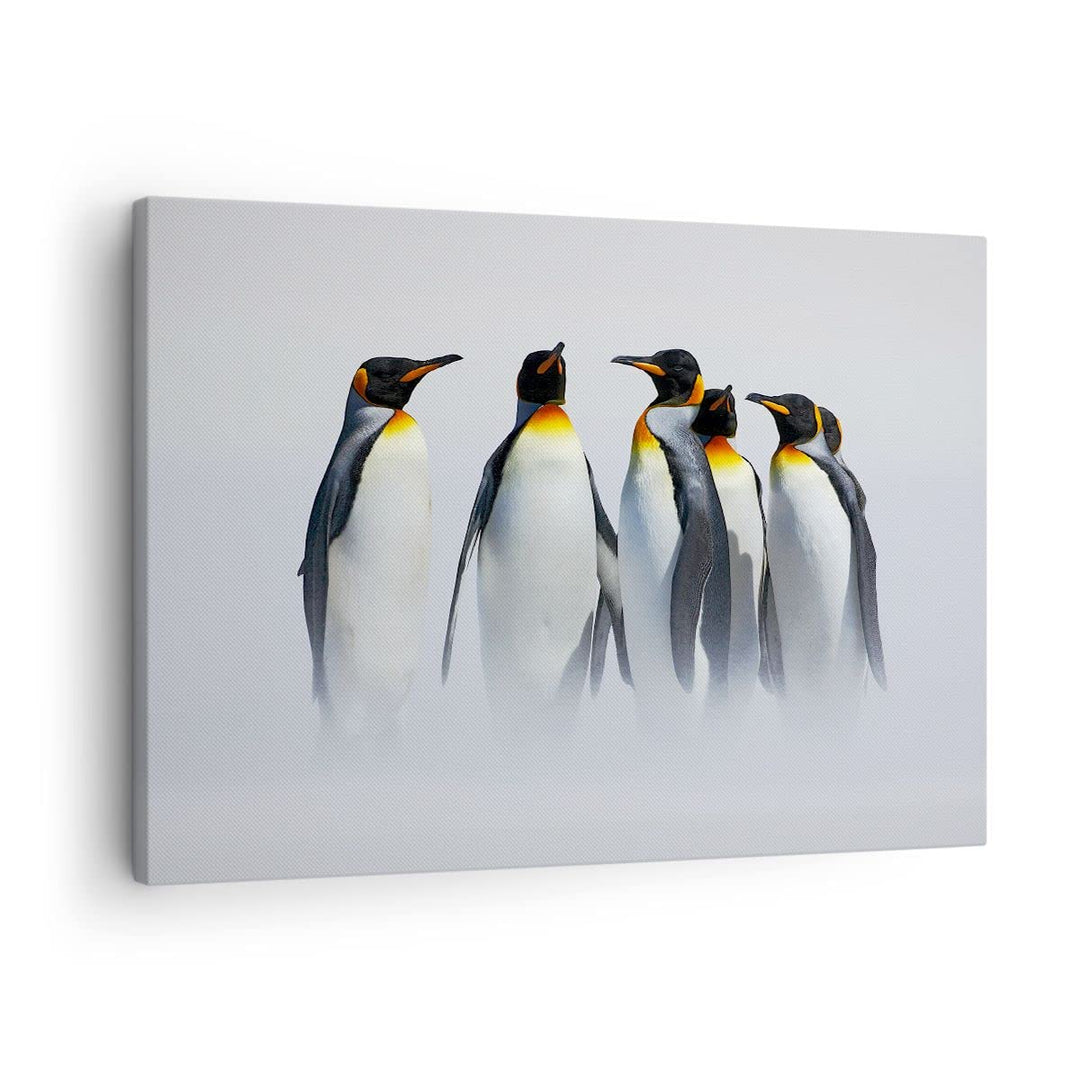Bilder auf Leinwand Pinguine Winter Schnee Spaziergang Leinwandbild 70x50cm Wandbilder Dekoration Wo