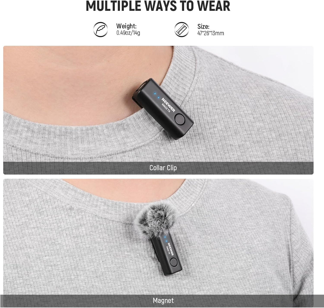 NEEWER Wireless Lavalier Mikrofonsystem, 1 x USB C Empfänger mit OTG Adapter 2 x Rauschunterdrückung