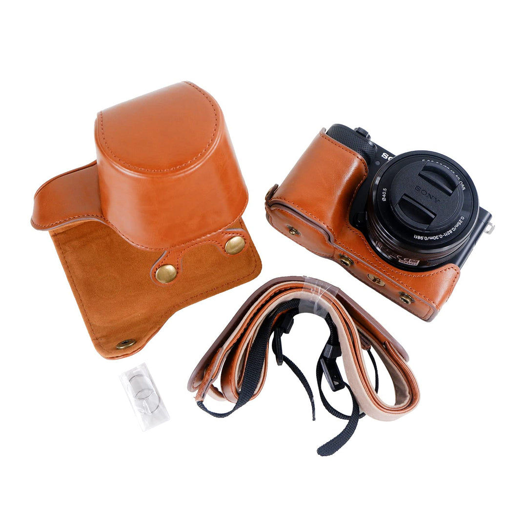 Rieibi ZVE10 Hülle - Qualität PU Leder Hülle für Sony ZV-E10 spiegellose Digitalkamera - Griff Schut