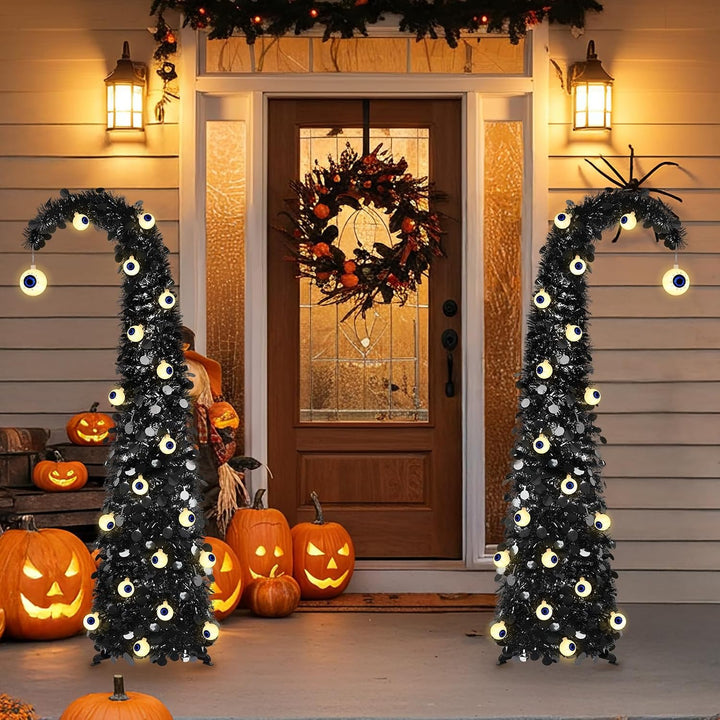 5FT Halloween Weihnachtsbaum mit 30 Augenlichtern, Pop-up Weihnachtsbaum | 8 Modi, Halloween Augapfe