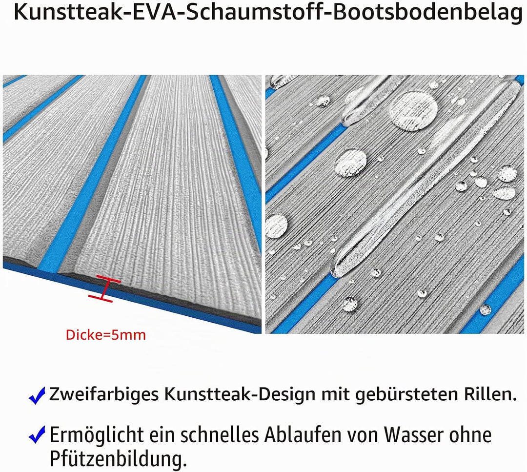 Hzkaicun Eva Schaum Boot 240x17/41/60/90 cm, Teakholz Eva Schaum Bodenbelag, Selbstklebende Deck Tep