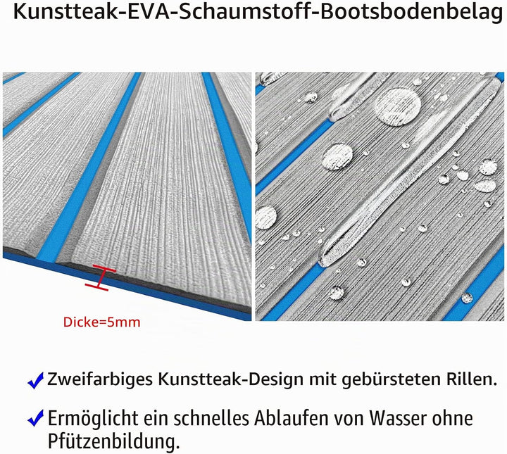 Hzkaicun Eva Schaum Boot 240x17/41/60/90 cm, Teakholz Eva Schaum Bodenbelag, Selbstklebende Deck Tep