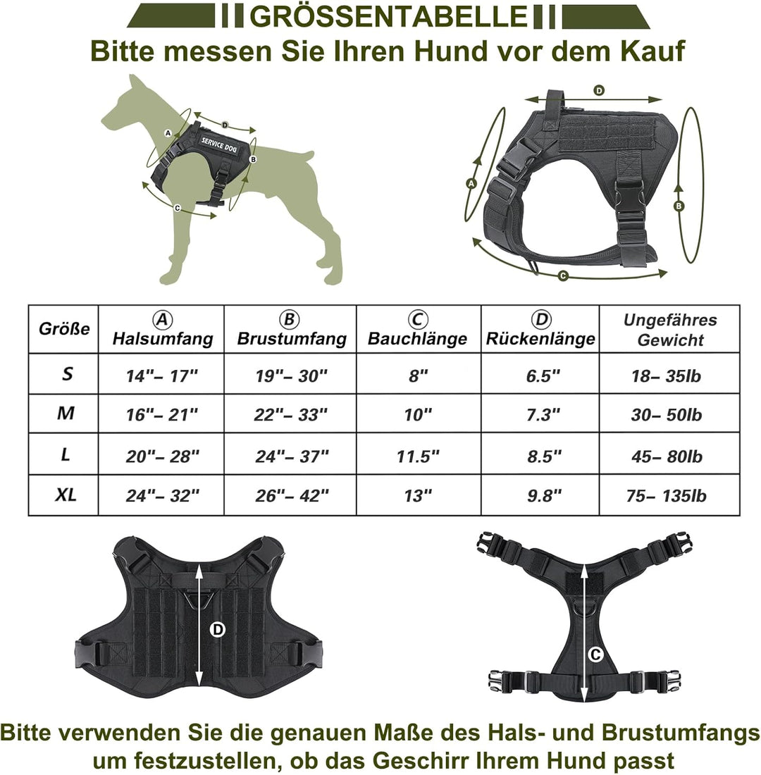 Demigreat Taktisches Anti-Zug-Hundegeschirr Klein Mittel Gross Hund M Stern Schwarz, M Stern Schwarz