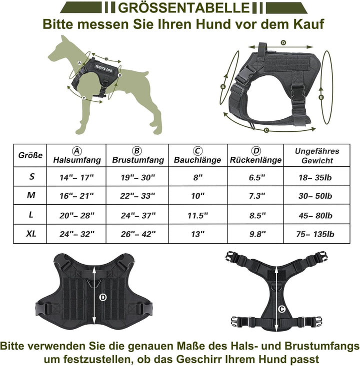 Demigreat Taktisches Anti-Zug-Hundegeschirr Klein Mittel Gross Hund M Stern Schwarz, M Stern Schwarz